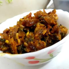 A picture of Bittergourd dry curry.