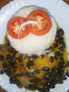 A picture of Rice with Njahi beef.