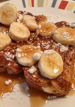A picture of Peanut Butter & Banana Stuffed French Toast.