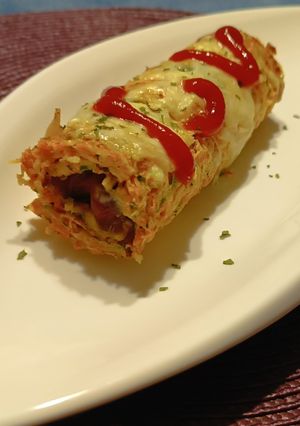 Káposztás virslis tekercs recept fotója