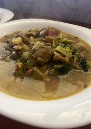 Una foto de Judías verdes con brócoli y caldo de verduras