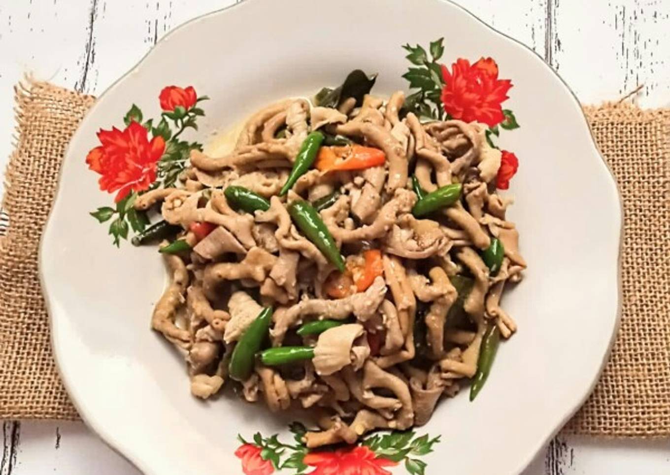 Tumis usus ayam ala warteg