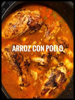 A picture of Arroz con pollo (Rice with Chicken).