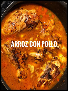 A picture of Arroz con pollo (Rice with Chicken).