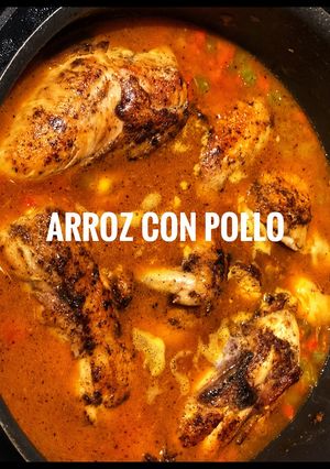 A picture of Arroz con pollo (Rice with Chicken).