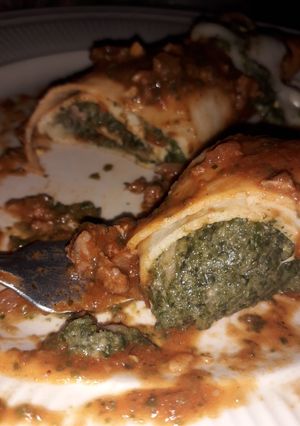 Una foto de Canelones de acelga