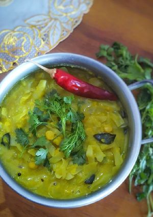A picture of Cabbage chana dal curry.