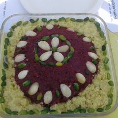 A picture of Beetroot dates and almond halwa.