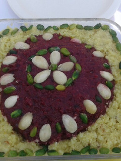 A picture of Beetroot dates and almond halwa.