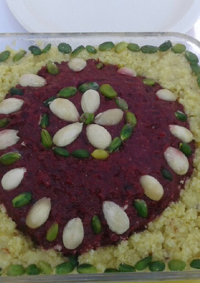 A picture of Beetroot dates and almond halwa.