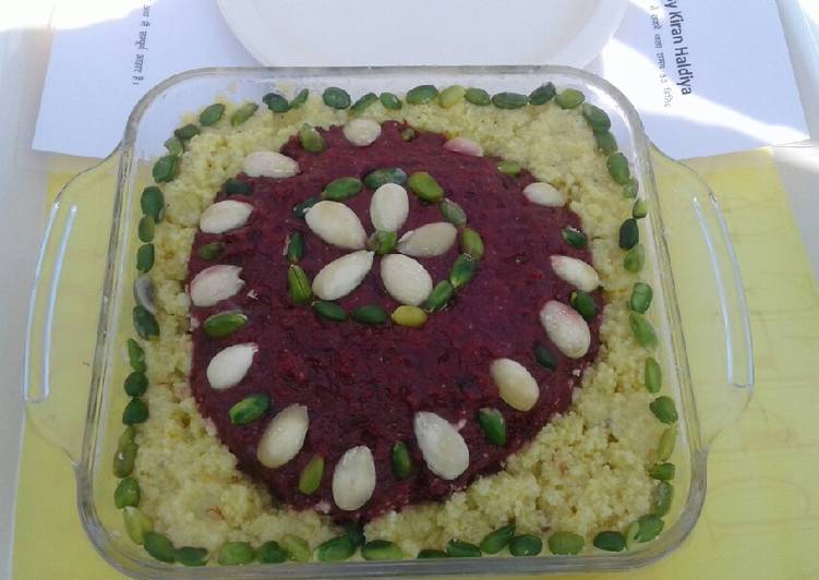 Beetroot dates and almond halwa