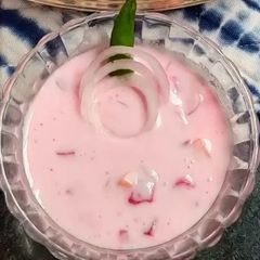 Beetroot onion raita A picture of Beetroot onion raita.