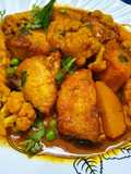 Rohu Fish Curry or Rui Macher Jhol with Cauliflower and Potato