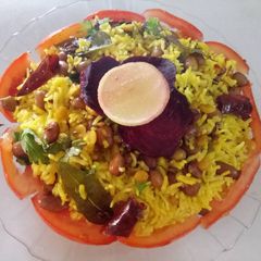 A picture of Chana Dal & peanuts lemon rice.