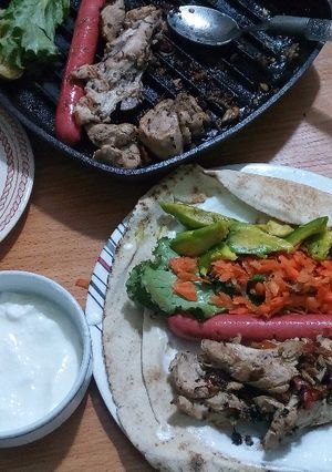 A picture of Chicken and Vegetable wrap.