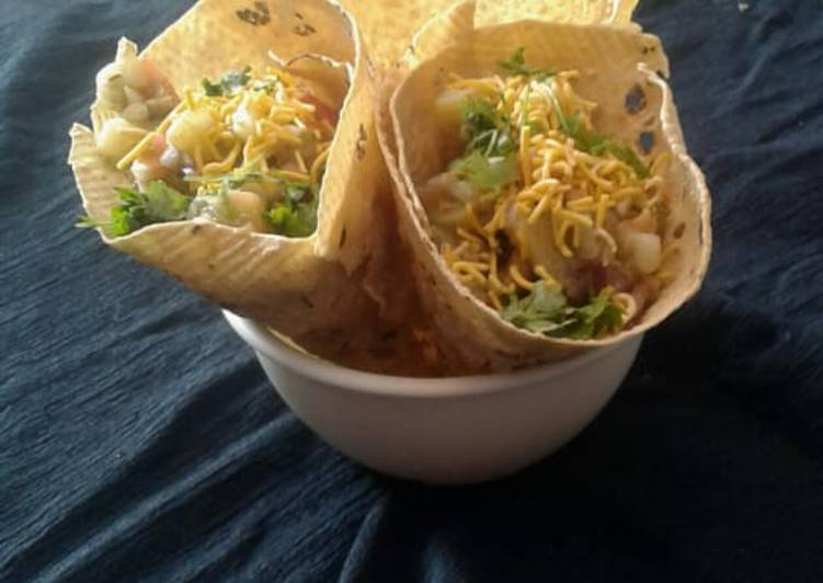 Simple Way to Prepare Any-night-of-the-week Papad cone bhel