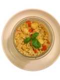 Couscous Perlato di Farro ai Peperoni, Gamberi e Patate