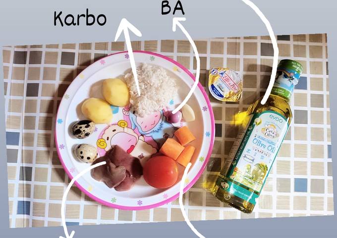 Mpasi 6bln ati ayam+telur puyu