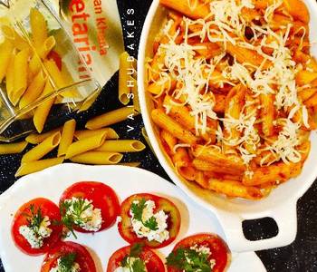 New Recipe Penne All Arrabbiata with Insalata Caprese Home Style