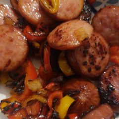A picture of Sausage and peppers.