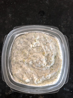 A picture of Tzatziki Sauce.