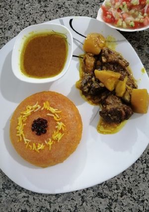 عکسی از دستور چلو گوشت تکه