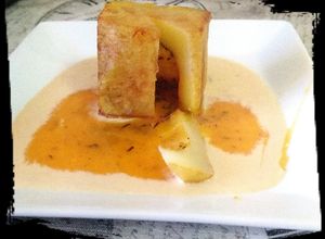 Una foto de Tortilla de patata cubica