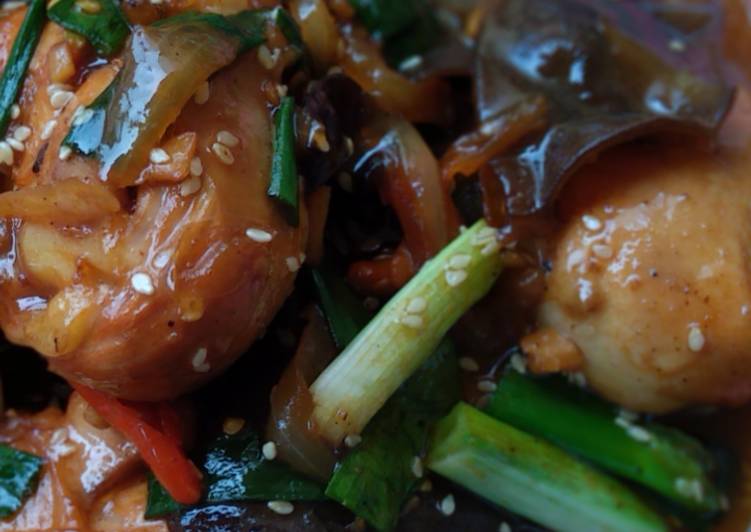 Resep: Szechuan caramel mushroom chicken Kekinian