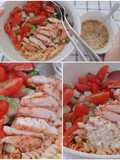Pasta chicken salad with Italian dressing sauce