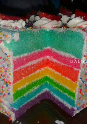 Foto resep Rainbow cake kukus ny.liem super lembut
