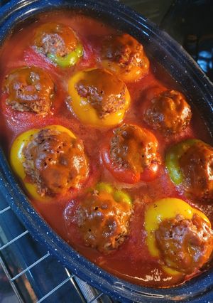 A picture of Grandma's Spicy Stuffed Peppers.