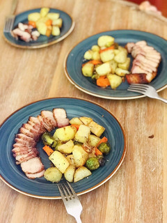 A picture of Asian Roasted Pork with Vegetable.