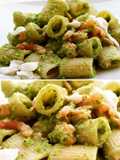 Pasta con pesto di zucchine, salmone e mozzarella