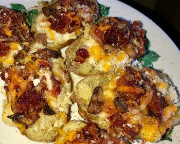 Latest Recipe Super extra fully loaded potato skins     Delicious Steady