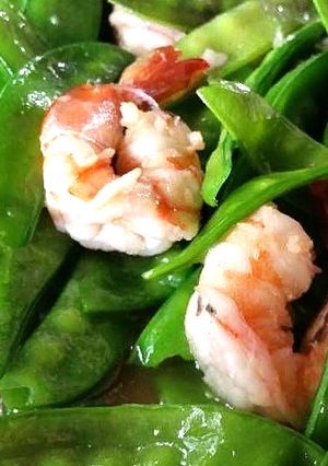 รูปของ ถัวลันเตาผัดกุ้งสด
