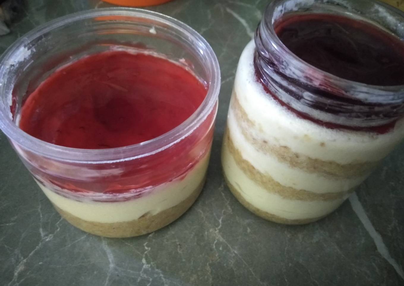Cheese cake in jar (unbake no oven & mixer) mudah & anti gagal