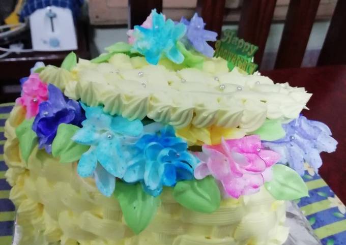 Recipe of Perfect Eggless pineapple heart shape basket cake