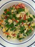 Huevos con calabacín, tomate cherry y espinaca