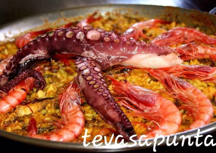 Arroz con pulpo y gambas