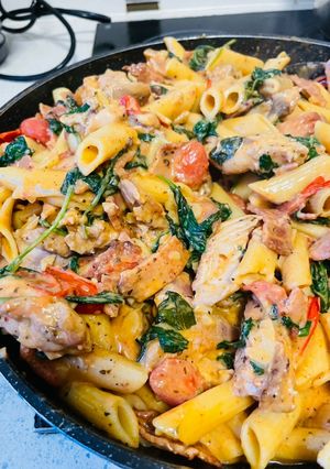 Foto resep Creamy chicken and bacon pasta (Resep No. 105)