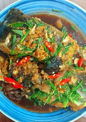 Hình của món Cá hấp xì dầu.