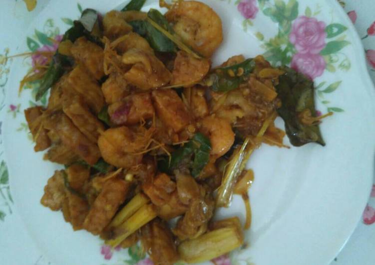 Tumis udang kecap tempe cabe ijo