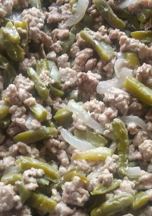 Una foto de Carne molida con nopales