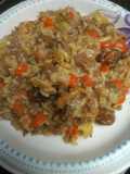 Creamy Boiled Beef with Tater Chips and Rice