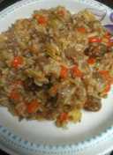 Creamy Boiled Beef with Tater Chips and Rice