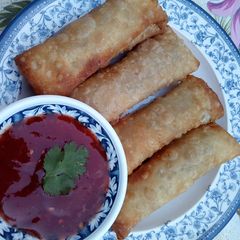 Chicken and Vegetables Spring Rolls A picture of Chicken and Vegetables Spring Rolls.