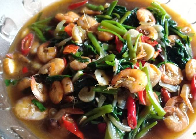 Resep Cah kangkung udang simple tp endul, Lezat