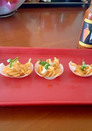 A picture of Pasta boat bites.