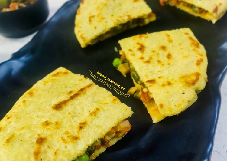 Moong Daal Quesadilla with Veggie Filling