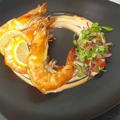 Flambéed Prawns served with tipsy 1000 island sauce A picture of Flambéed Prawns served with tipsy 1000 island sauce.